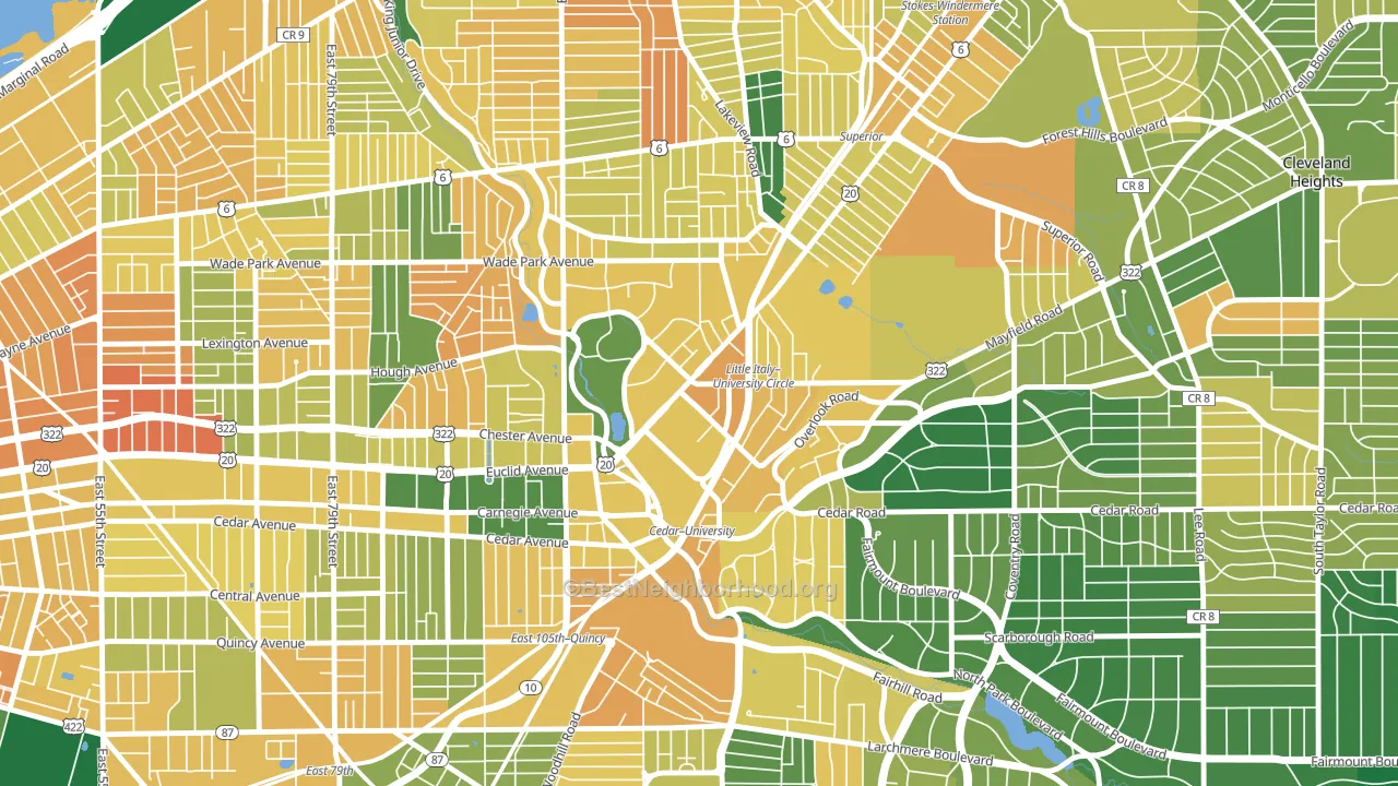 44106, OH block-group voter-turnout map