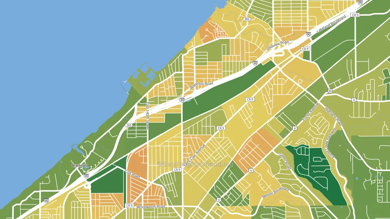 44110, OH block-group voter-turnout map