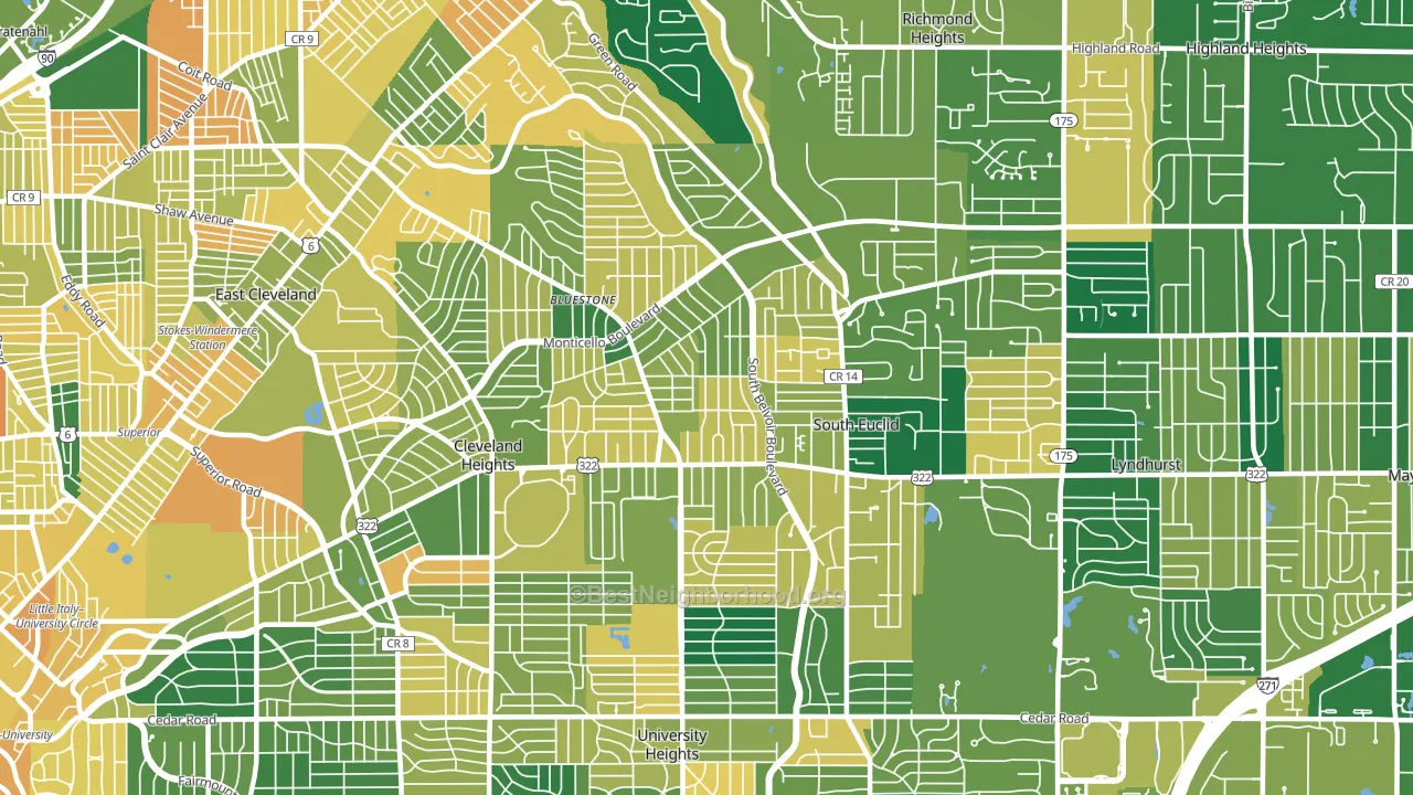 44121, OH block-group voter-turnout map