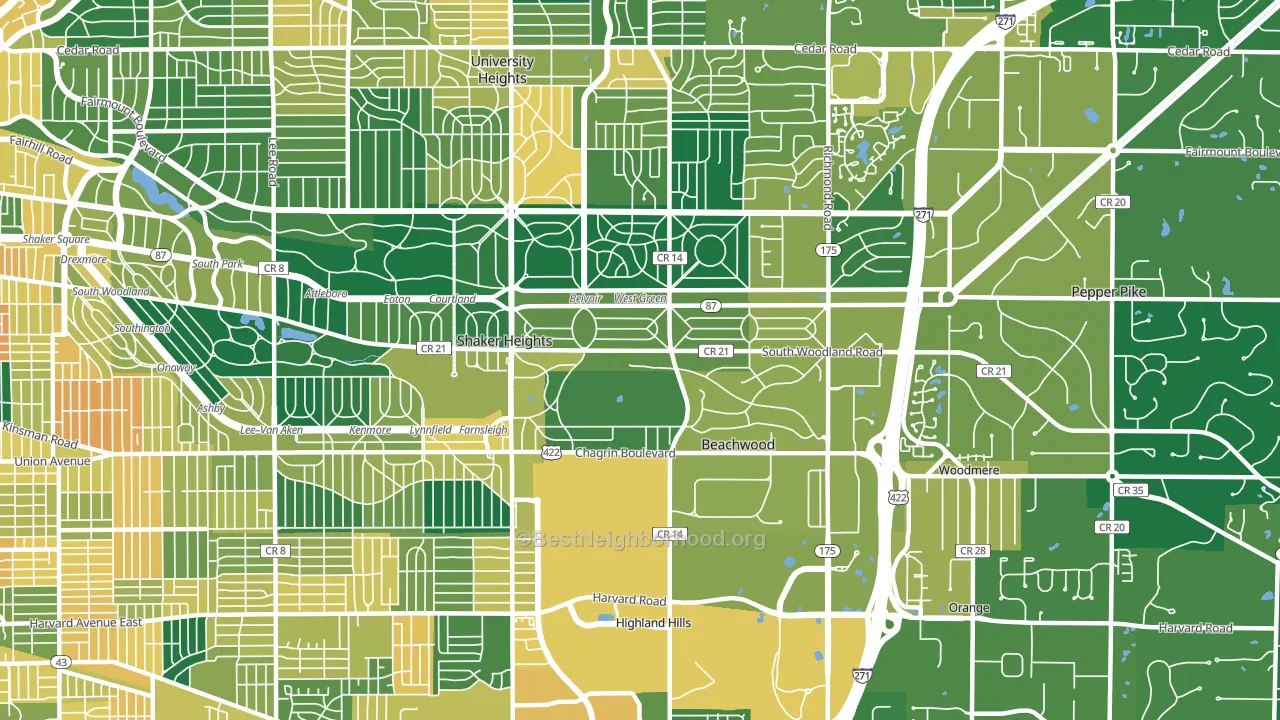 44122, OH block-group voter-turnout map