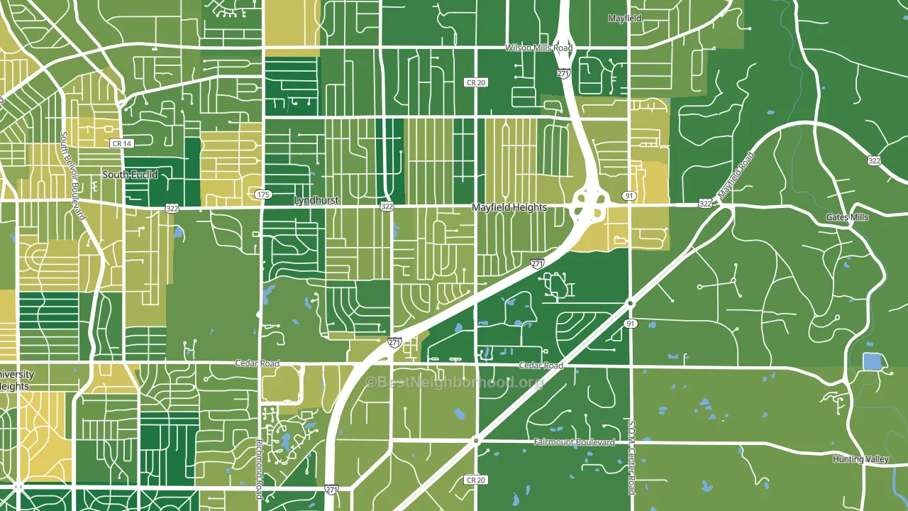 44124, OH block-group voter-turnout map