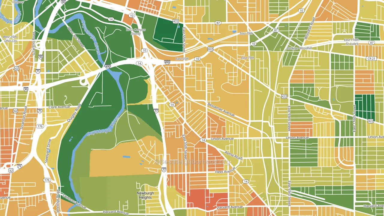 44127, OH block-group voter-turnout map