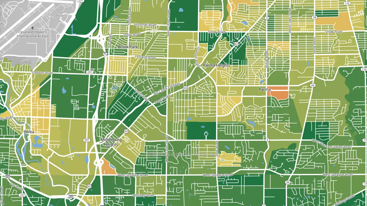 44130, OH block-group voter-turnout map