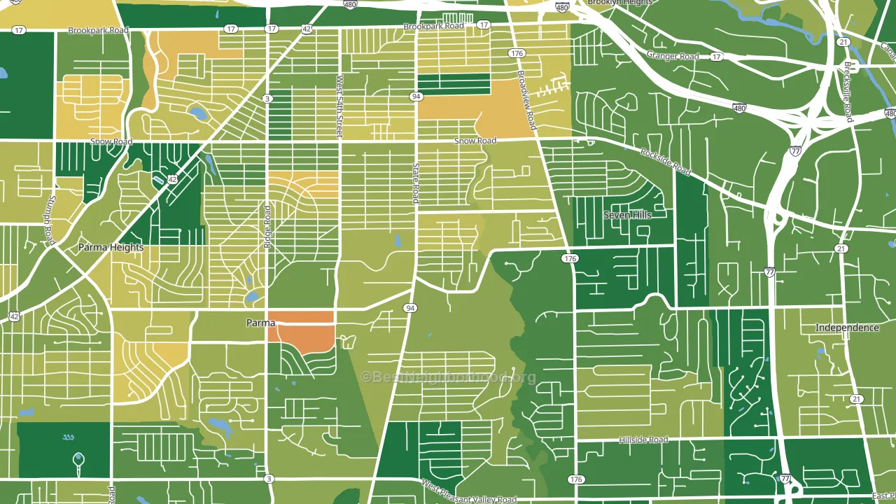 44134, OH block-group voter-turnout map