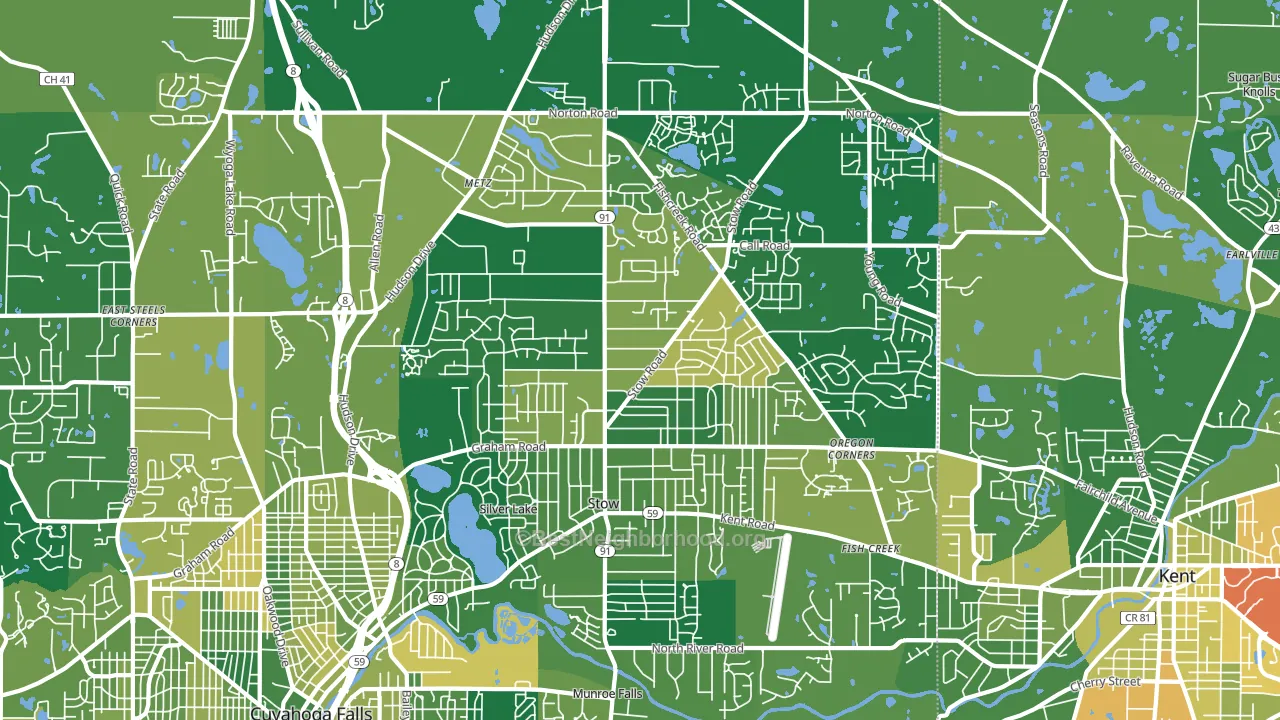 44224, OH block-group voter-turnout map