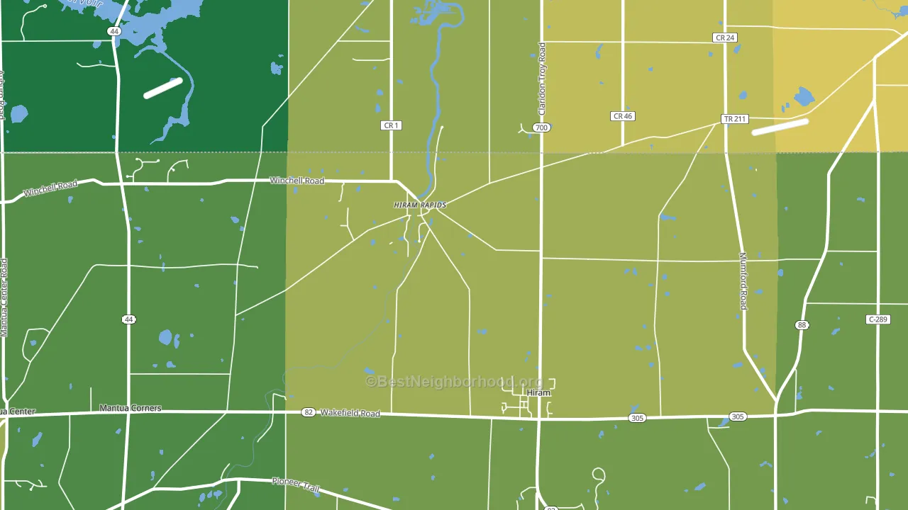 44234, OH block-group voter-turnout map