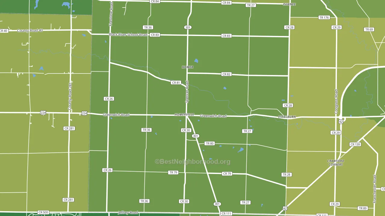 44235, OH block-group voter-turnout map