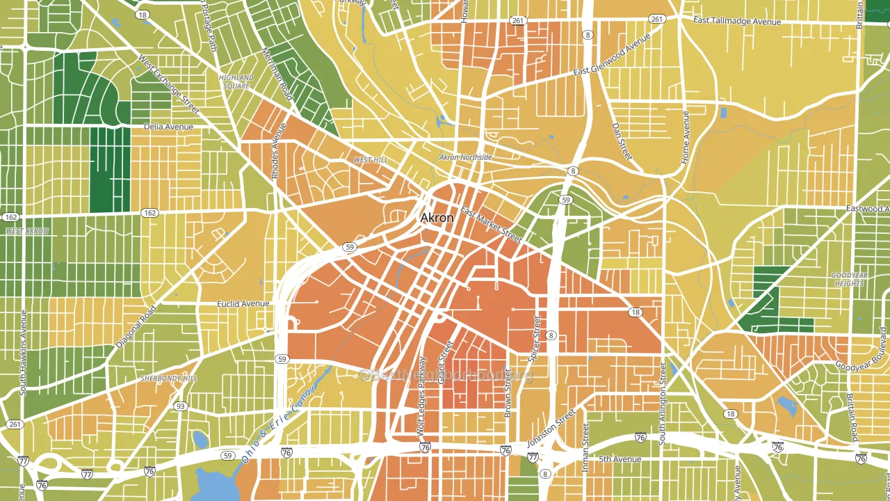 44308, OH block-group voter-turnout map
