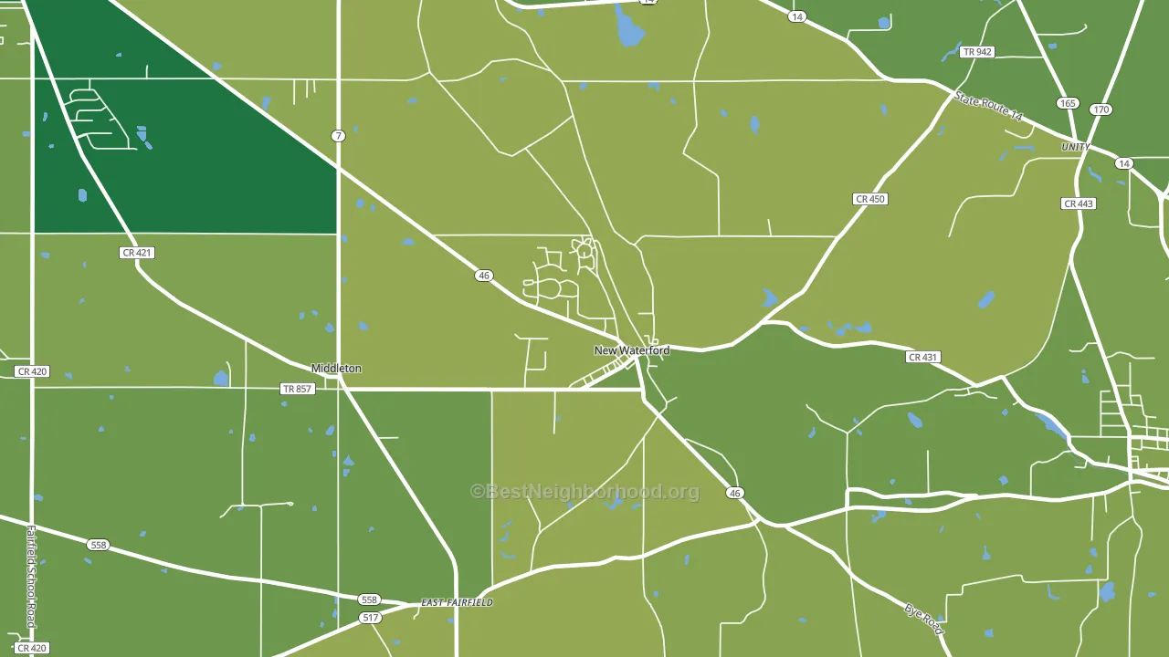 44445, OH block-group voter-turnout map