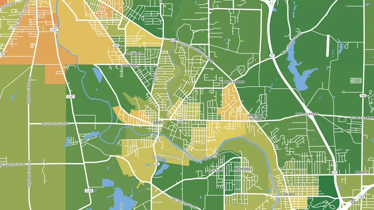 44446, OH block-group voter-turnout map