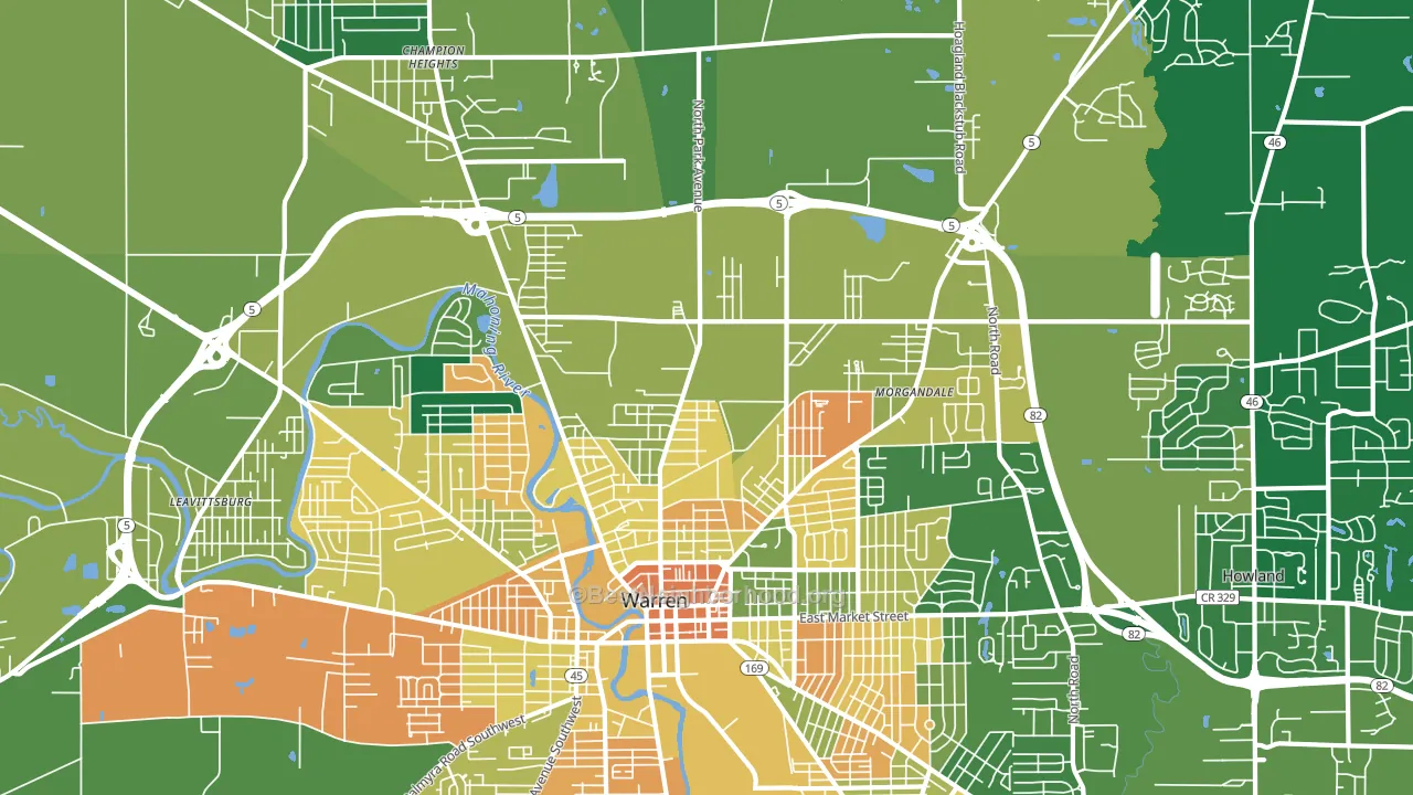 44483, OH block-group voter-turnout map