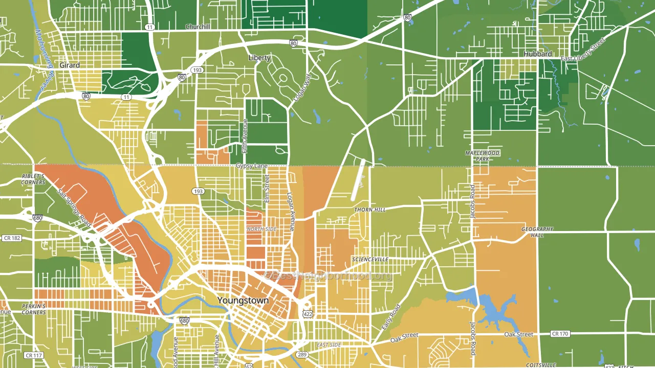 44505, OH block-group voter-turnout map