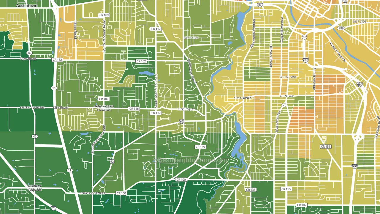 44511, OH block-group voter-turnout map