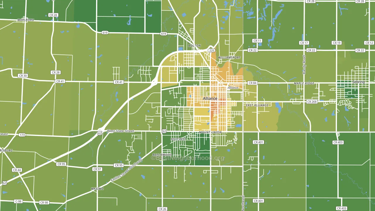 44601, OH block-group voter-turnout map