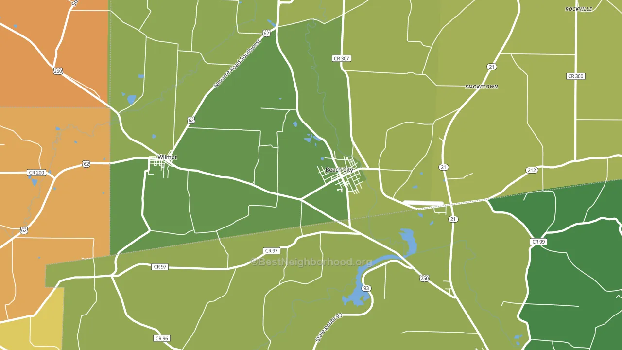 44608, OH block-group voter-turnout map