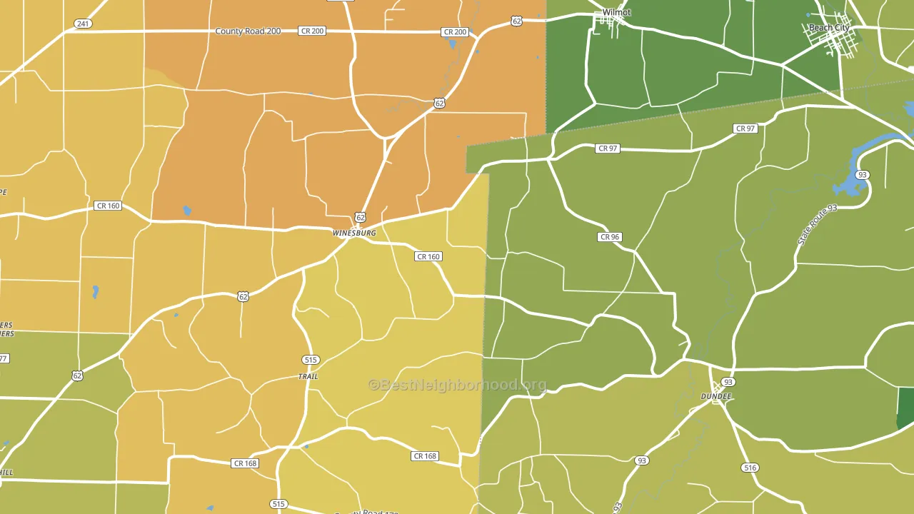 44624, OH block-group voter-turnout map