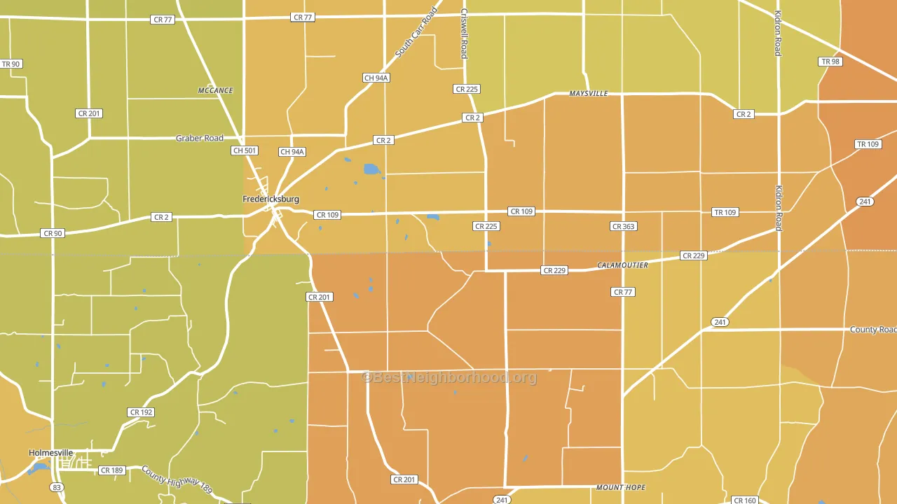 44627, OH block-group voter-turnout map