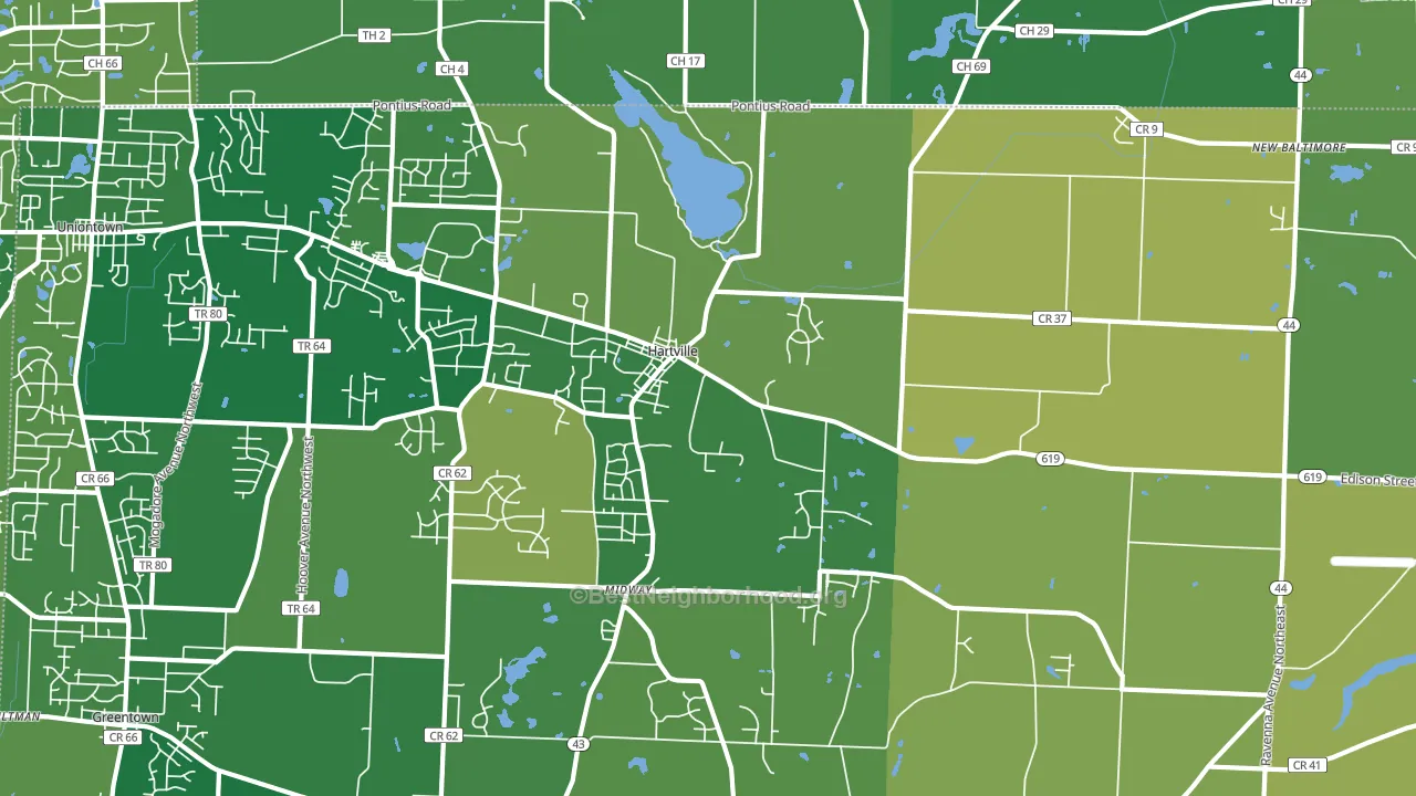 44632, OH block-group voter-turnout map