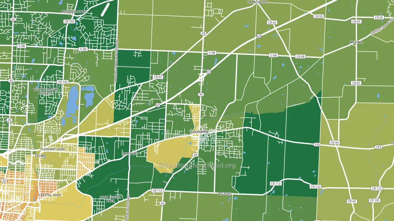 44641, OH block-group voter-turnout map