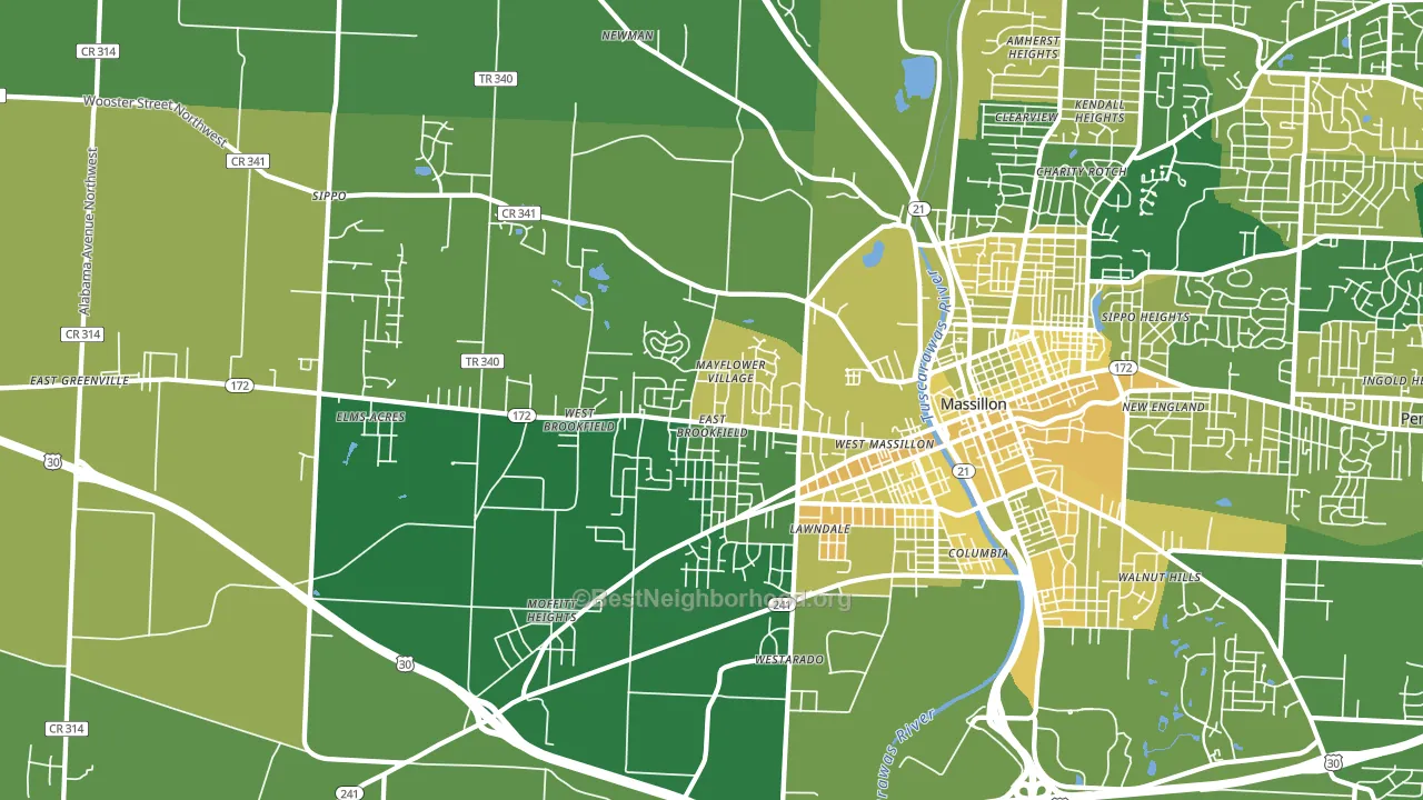 44647, OH block-group voter-turnout map