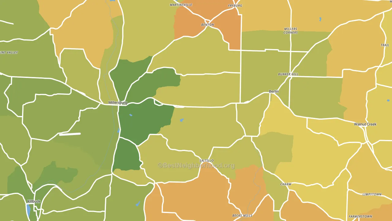 44654, OH block-group voter-turnout map