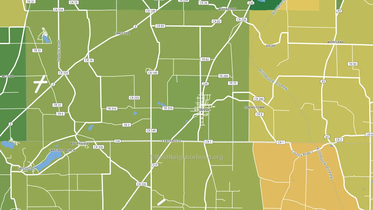 44676, OH block-group voter-turnout map