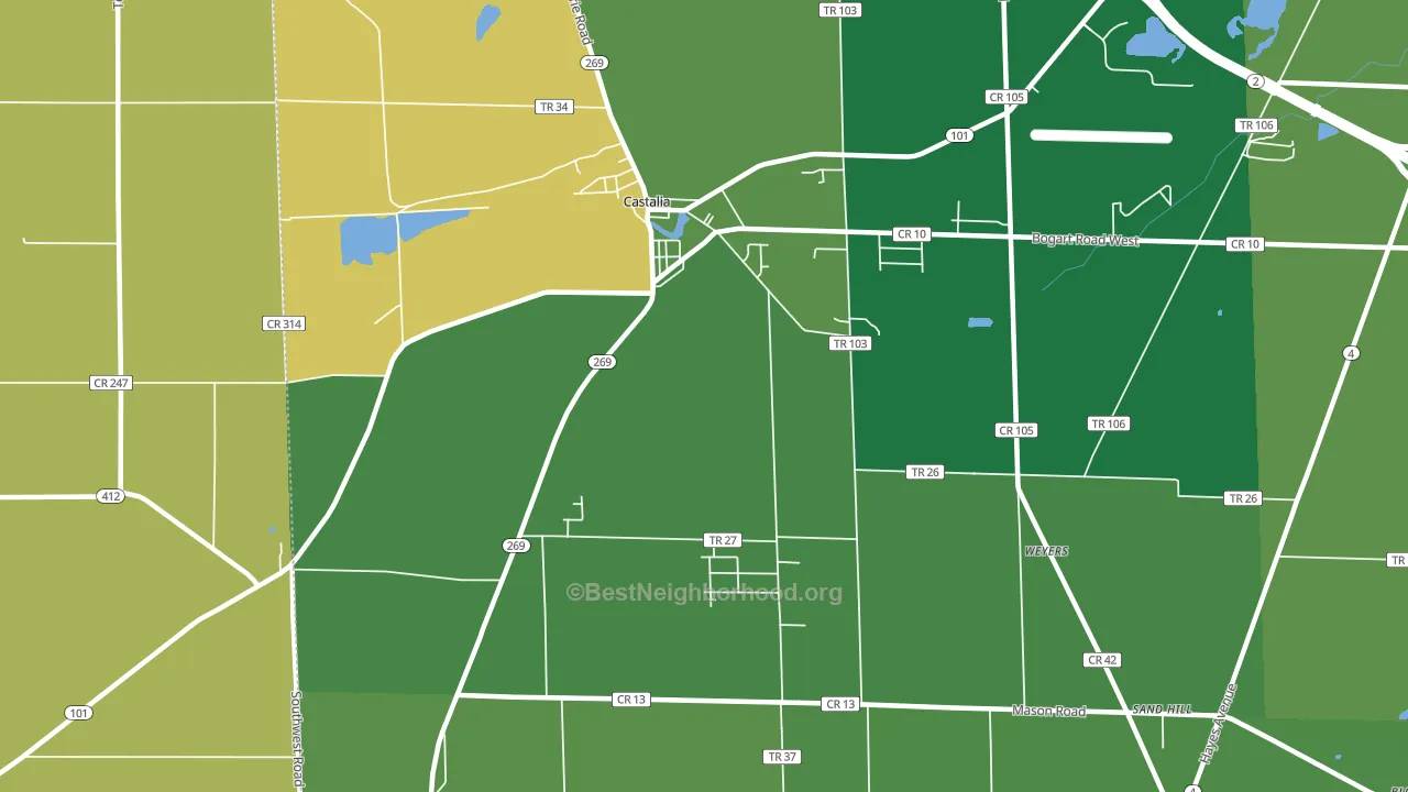 44824, OH block-group voter-turnout map