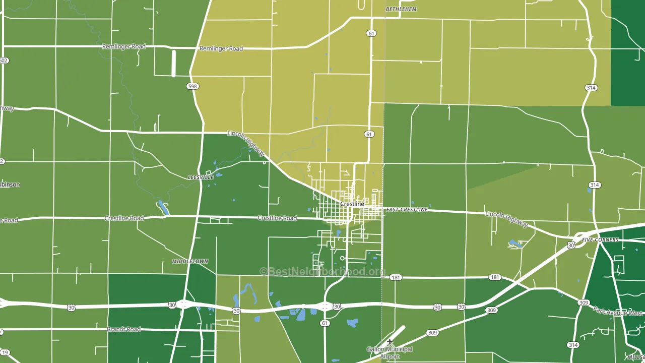 44827, OH block-group voter-turnout map