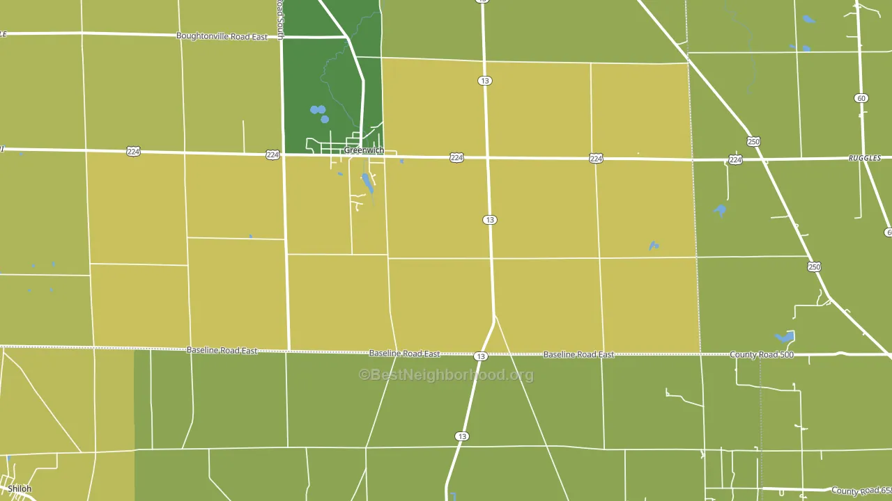 44837, OH block-group voter-turnout map