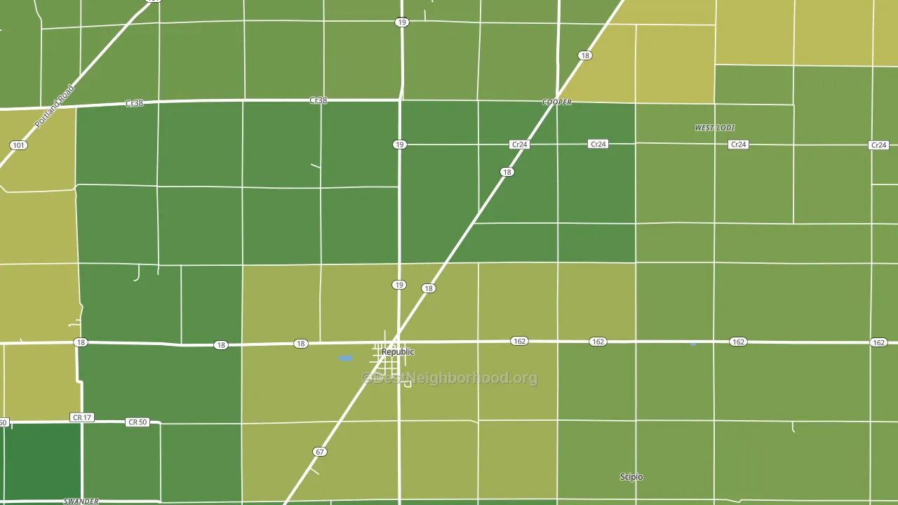 44867, OH block-group voter-turnout map
