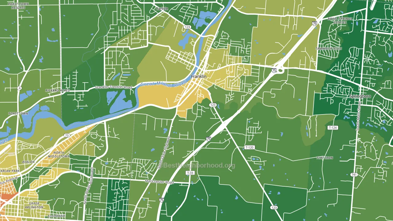 45005, OH block-group voter-turnout map