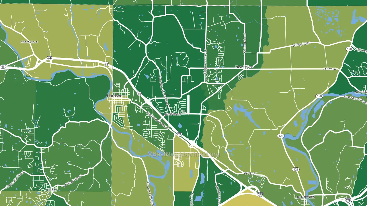 45030, OH block-group voter-turnout map