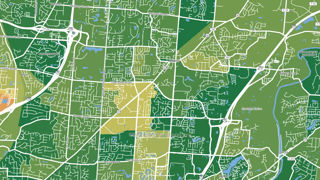 45040, OH block-group voter-turnout map