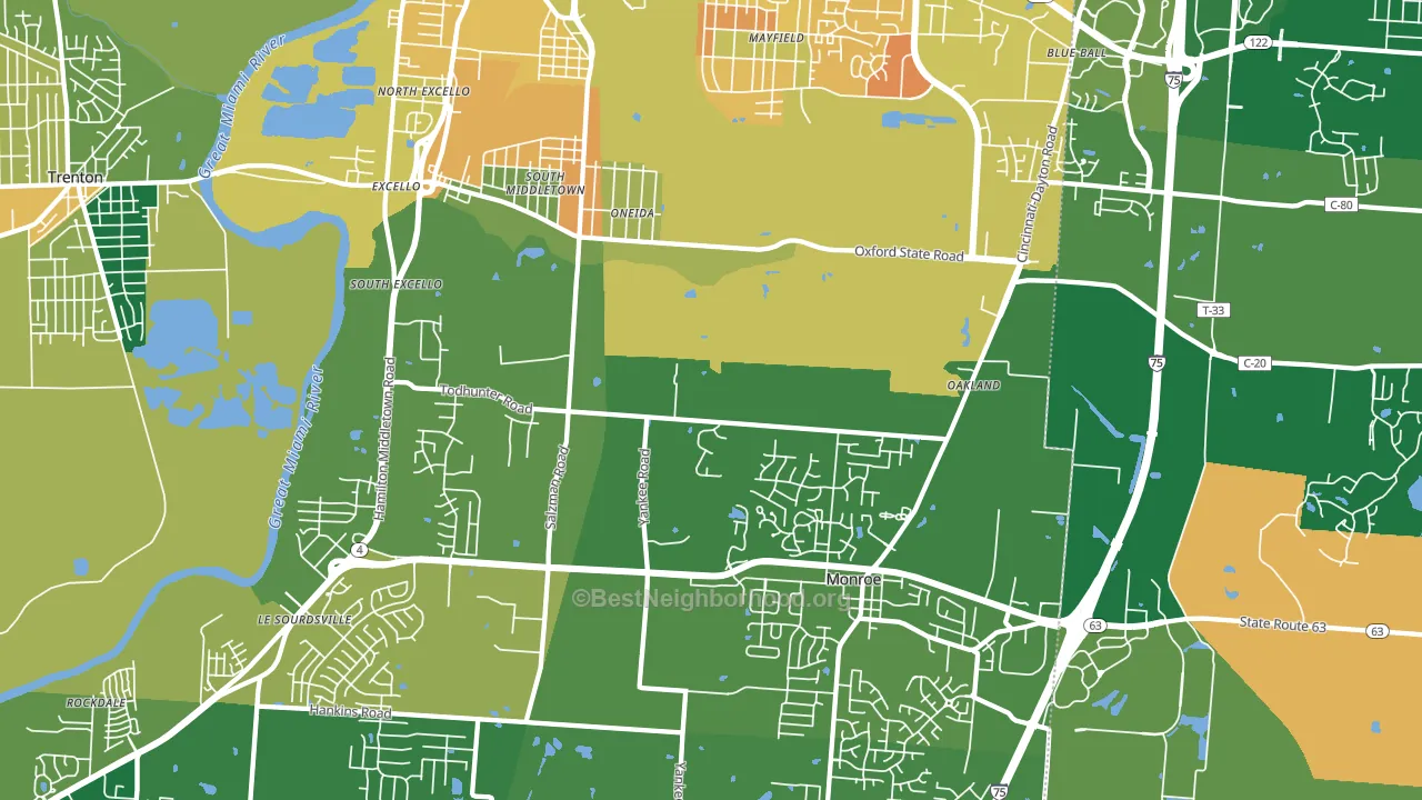 45044, OH block-group voter-turnout map