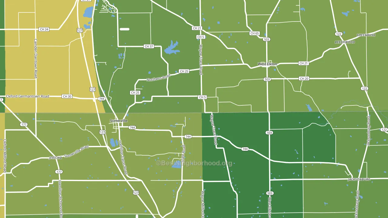 45064, OH block-group voter-turnout map