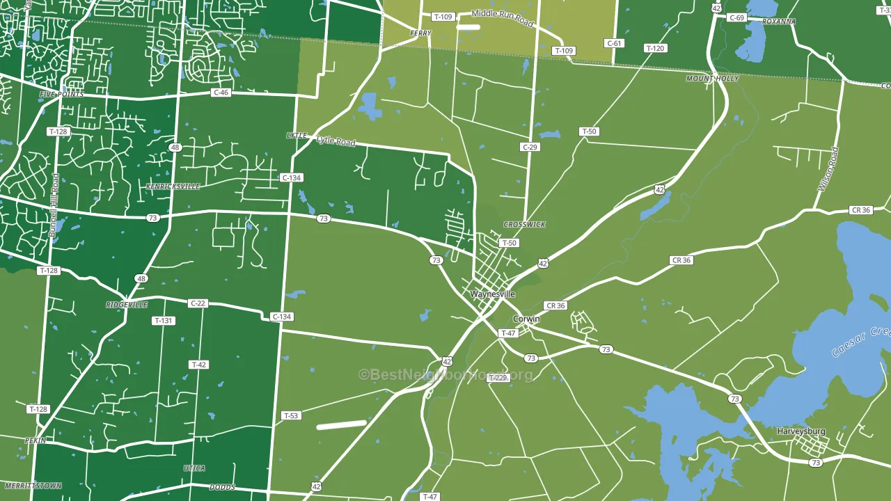 45068, OH block-group voter-turnout map