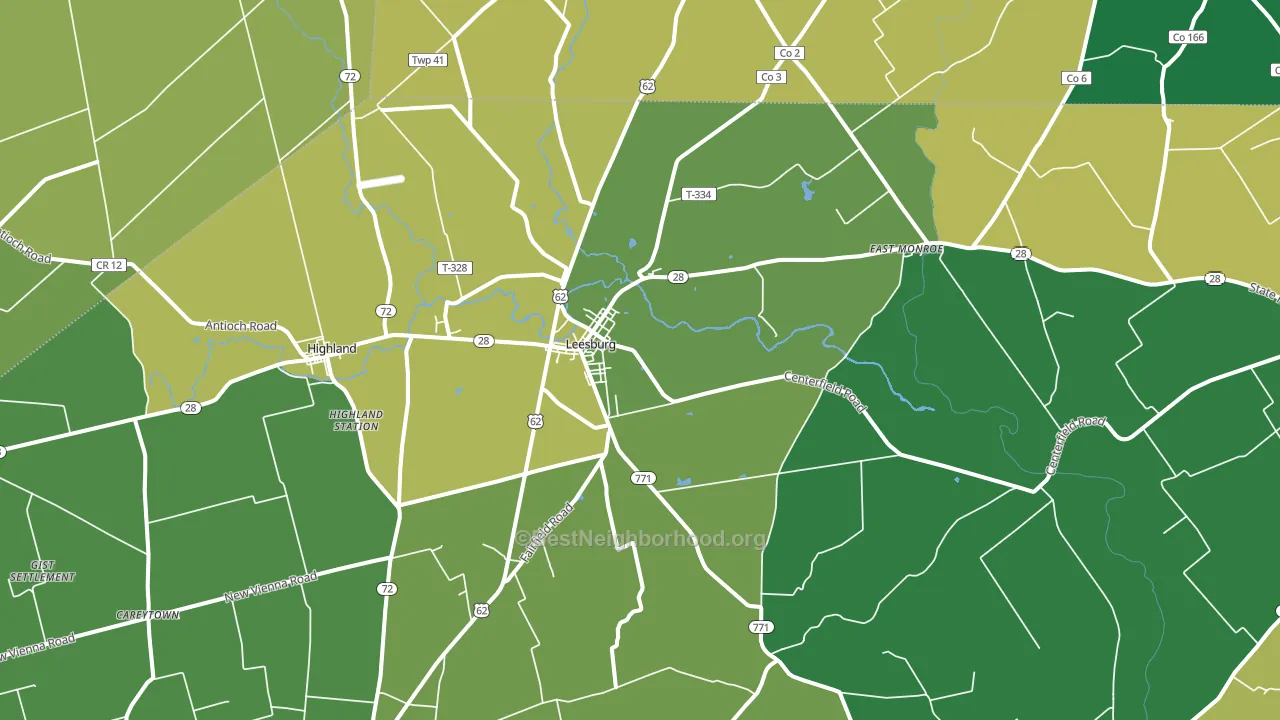 45135, OH block-group voter-turnout map