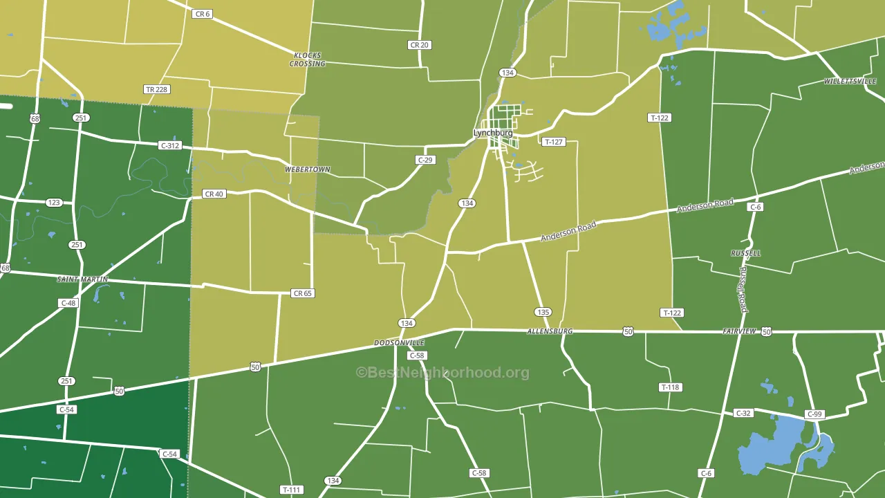 45142, OH block-group voter-turnout map