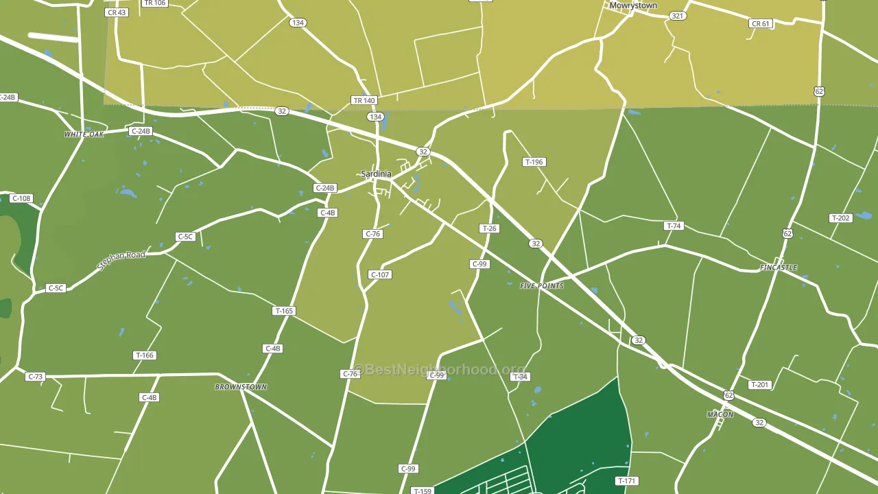 45171, OH block-group voter-turnout map