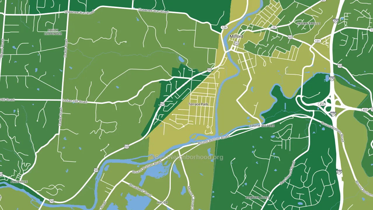 45174, OH block-group voter-turnout map