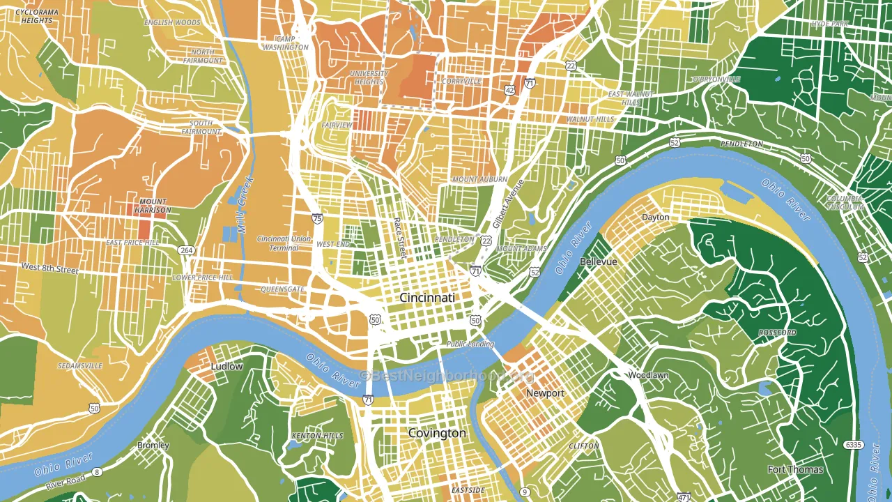 45202, OH block-group voter-turnout map