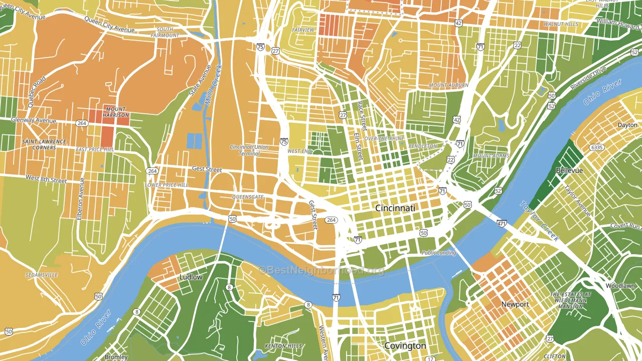 45203, OH block-group voter-turnout map