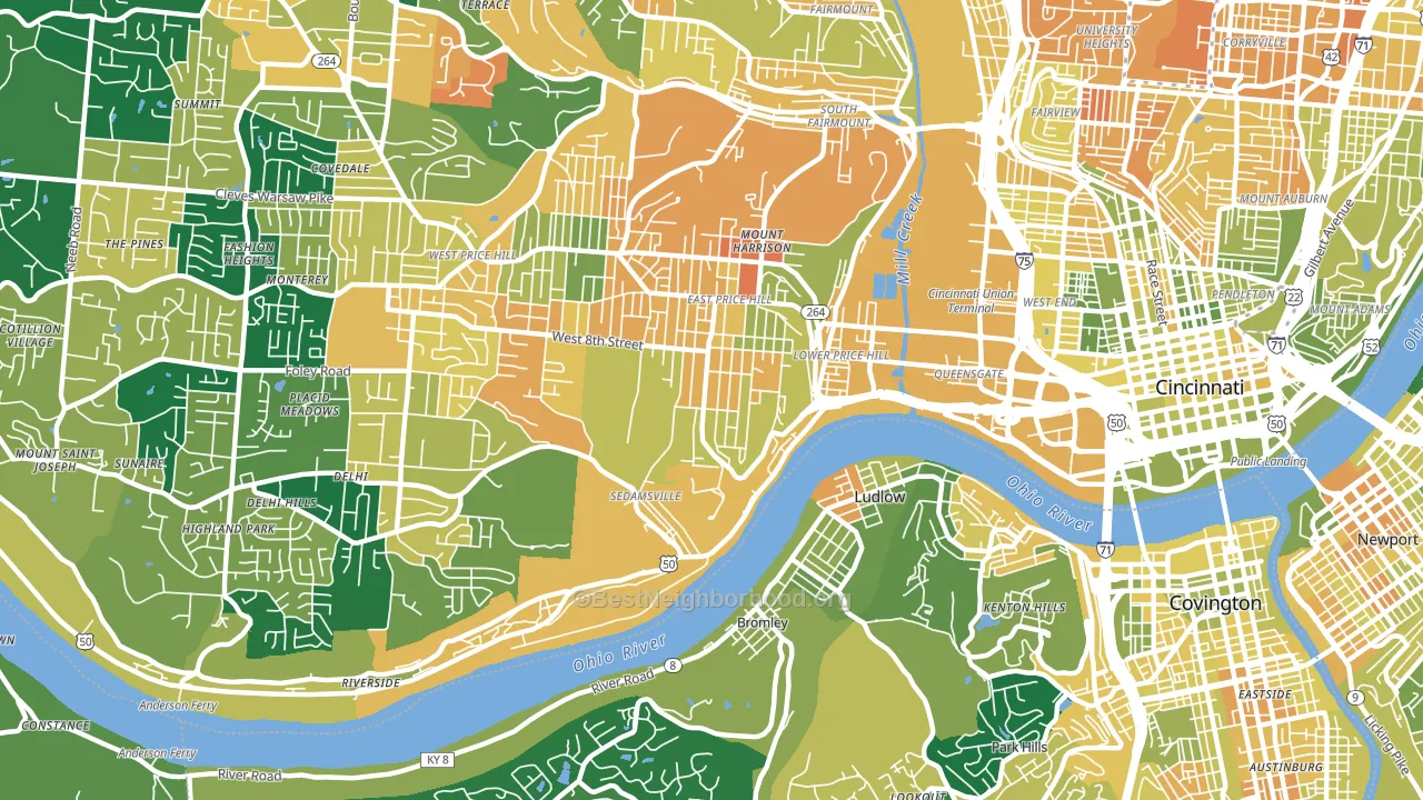 45204, OH block-group voter-turnout map