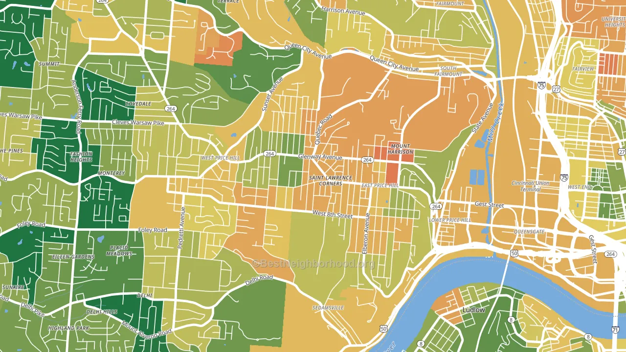 45205, OH block-group voter-turnout map