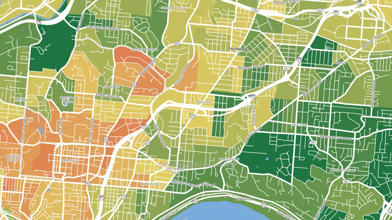 45207, OH block-group voter-turnout map