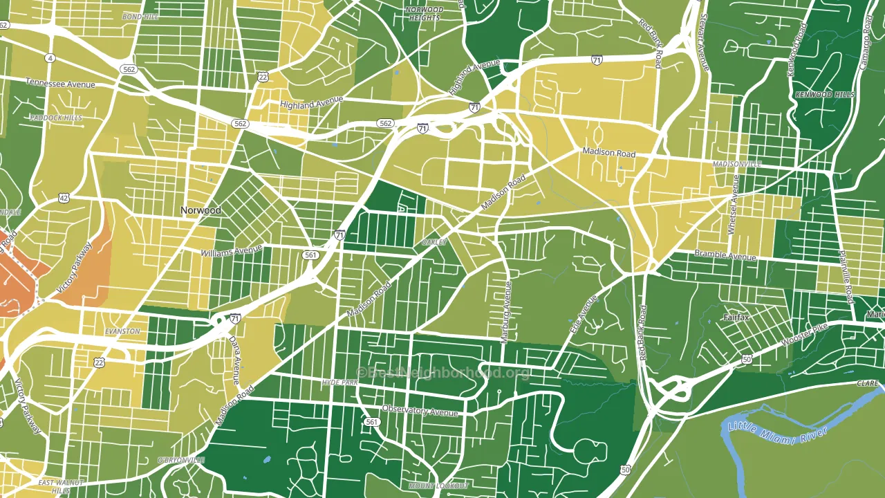 45209, OH block-group voter-turnout map