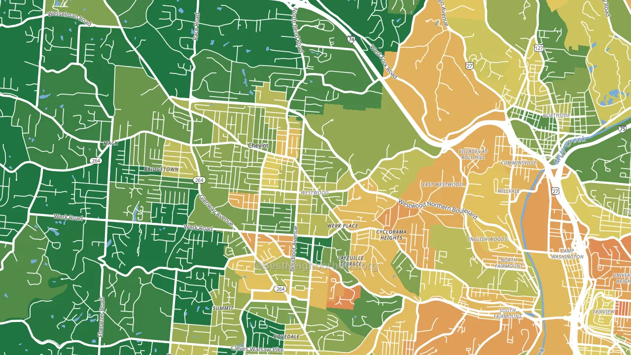 45211, OH block-group voter-turnout map