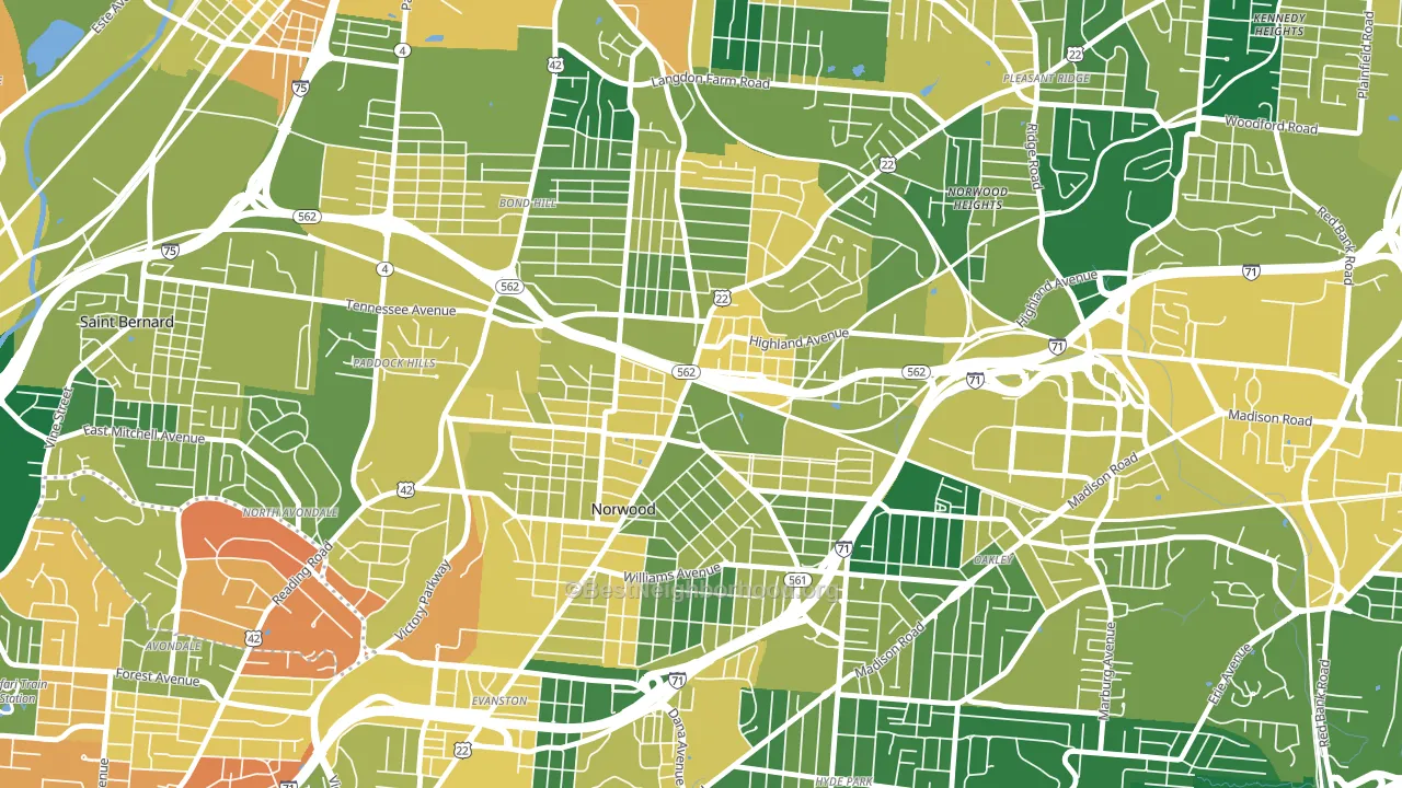 45212, OH block-group voter-turnout map