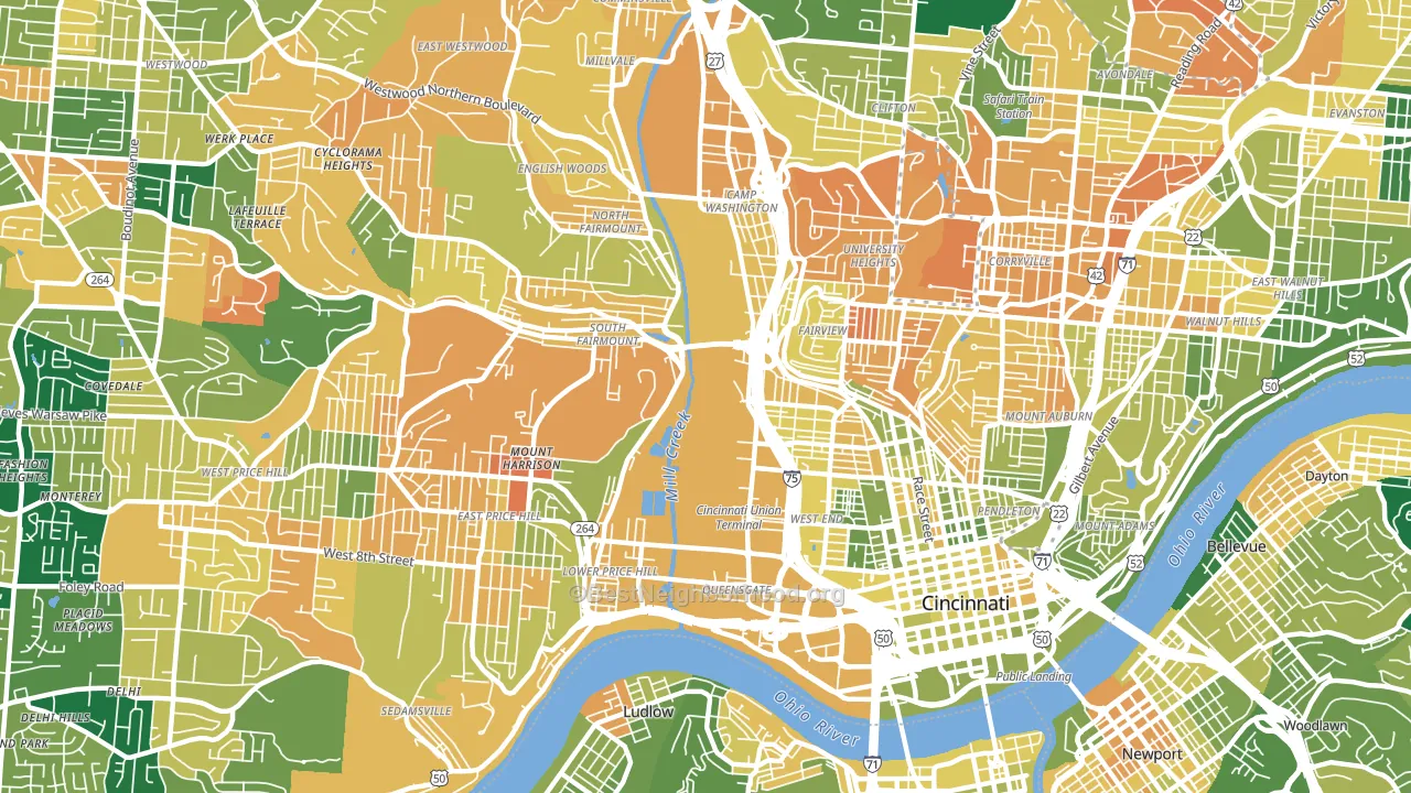 45214, OH block-group voter-turnout map