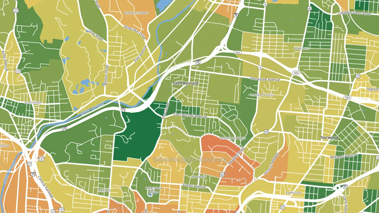 45217, OH block-group voter-turnout map